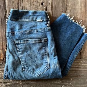 MOTHER High Waisted Looker Ankle Fray